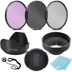 Kit de filtro Vivitar 58MM de 3 piezas (UV-CPL-FLD)+Tapa+Parasol+varios.