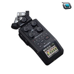 Grabadora portátil Zoom H6 All Black de 6 entradas/6 pistas con cápsula de un solo micrófono.