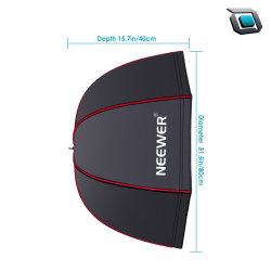 Softbox Octagonal Neewer para Flash  con bordes rojos, ideal para retratos o fotografia de producto.
