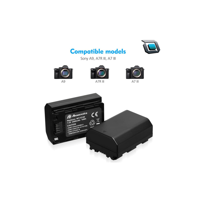 Cargador triple de 8.4V/850mA, para batería Sony NP-FZ100, compatible con  cámaras Sony A7III, A7SIII, A9, A9S, con pantalla LCD, soporte tipo C y