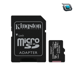 Tarjeta de memoria microSDXC Kingston Canvas Select Plus UHS-I de 128 GB con adaptador SD.