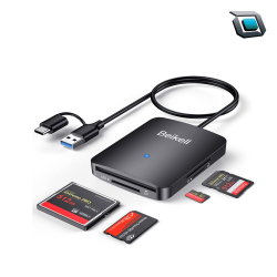 Lector de tarjetas SD, Beikell 4 en 1 conector dual (USB y USB C)..