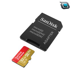 Tarjeta de memoria SanDisk Extreme UHS-I microSDHC de 32 GB con adaptador SD.
