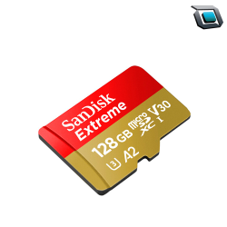Tarjeta de memoria micro SD SanDisk Extreme 4K 128 GB de 190 Mbs con adaptador SD.