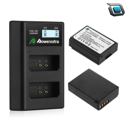 Baterias PowerExtra  LP-E10  (2 Pack Baterias+Cargador dual) para Canon T3, T5,T7, T100..