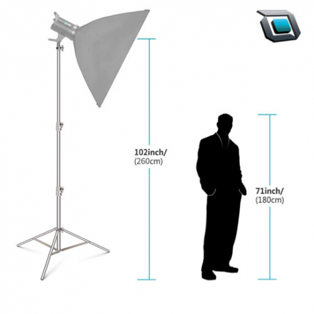 Neewer Soporte de luz de acero inoxidable con adaptador universal de (99 cm a 260 cm).. - Imagen 3