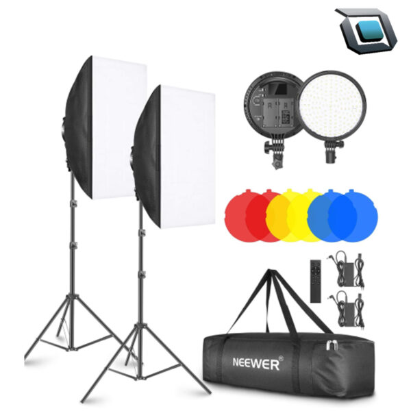 Kit de iluminacion Neewer Leds Kit 2 Softbox 48W con filtros...