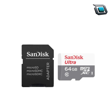Tarjeta de Memoria SanDisk Ultra 64GB microSD XC con Adaptador/ Clase 10/ 100MB/s..