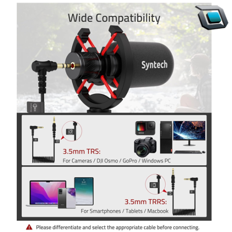 Micrófono de video 2 en 1 Syntech M200 compatible con cámara DSLR, iPhone, Android, videocámara.. - Imagen 3