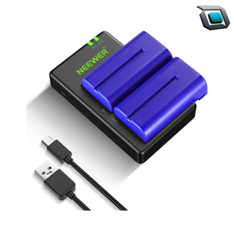 Batería Neewer F550 Pack 2 + cargador usb dual 2600 MAH (Baterías color azul)