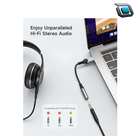 ZOOAUX Adaptador USB tipo C a conector para auriculares de 3,5 mm.. - Imagen 2