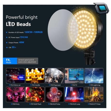 Kit de iluminacion Neewer RGB LED Softbox x3 cabezales Regulables de 48W (3200~5600K CRI95+ 360°) - Imagen 6
