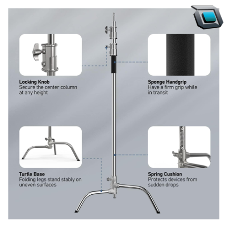 Soporte de fotografía Takerers BS10 tipo C con brazo de pluma de acero inoxidable (155cm a 332 cm) - Imagen 6