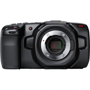 Cámara de cine Blackmagic Design Pocket 4K con sensor Full Frame, grabación en resolución 4K, ideal para producciones cinematográficas independientes y contenido profesional.
