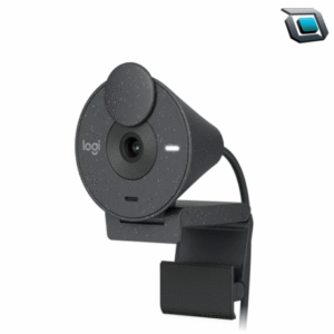 Cámara web Logitech Brio 300 con resolución Full HD 1080p, micrófono con cancelación de ruido y diseño moderno, ideal para videollamadas nítidas y profesionales.