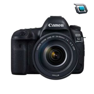 Cámara Canon 5D Mark IV full frame con lente 24-105mm F/4L IS II USM, combinación profesional para fotografía y video con alta resolución, precisión y durabilidad.