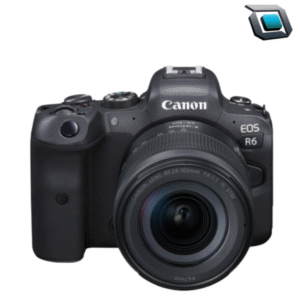 Cámara Canon EOS R6 full frame con lente 24-105mm f/4-7.1, ideal para fotógrafos y videógrafos que buscan versatilidad, velocidad y alto rendimiento en un solo equipo.