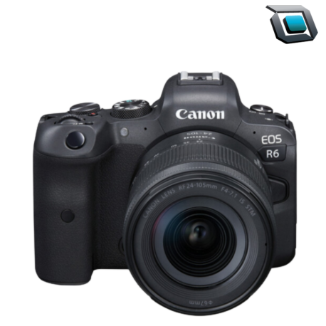 Cámara Canon EOS R6 full frame con lente 24-105mm f/4-7.1, ideal para fotógrafos y videógrafos que buscan versatilidad, velocidad y alto rendimiento en un solo equipo.