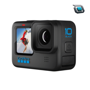 Cámara de acción GoPro HERO 10 Black con lente fijo, grabación en 4K a alta velocidad, ideal para deportes extremos, aventuras y contenido dinámico.