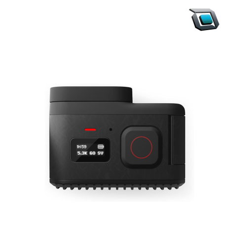 Cámara de acción GoPro HERO11 Black Mini con lente fijo, diseño ultra compacto, grabación en alta resolución y montura integrada para máxima portabilidad.