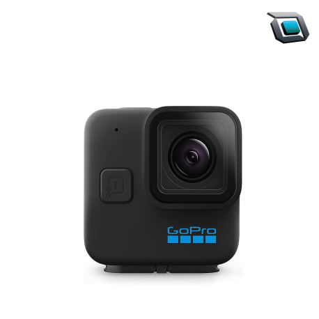 Cámara de acción GoPro HERO11 Black Mini con lente fijo, diseño ultra compacto, grabación en alta resolución y montura integrada para máxima portabilidad.