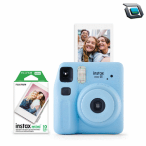 Cámara instantánea Fujifilm Instax Mini SE con kit de papel fotográfico incluido, diseño compacto y divertido para imprimir fotos al instante en cualquier ocasión.