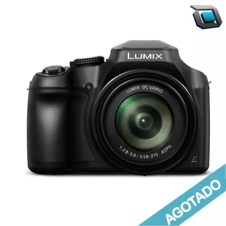Cámara digital Panasonic Lumix DC-FZ80 con lente fijo, zoom óptico 60x y grabación en 4K, ideal para fotografía de largo alcance y video en alta resolución.