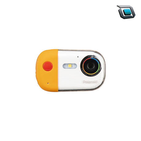 Cámara subacuática Polaroid IE50 con lente fijo, sensor de 18 MP y grabación en HD, diseñada para capturar fotos y videos bajo el agua con facilidad y resistencia.
