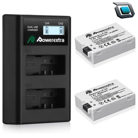 Baterías Canon LP-E8 Powerextra (2 Pack Baterías+Cargador)