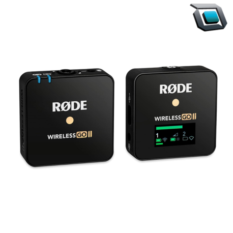 Micrófono inalámbrico Rode Wireless GO II (Single), sistema compacto con un transmisor y un receptor, grabación interna, transmisión digital y calidad de audio profesional.