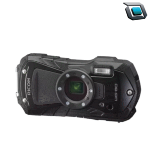 Cámara digital Ricoh WG-80 negra, resistente al agua, polvo y golpes. Ideal para aventuras extremas, con 16 MP y zoom óptico 5x.