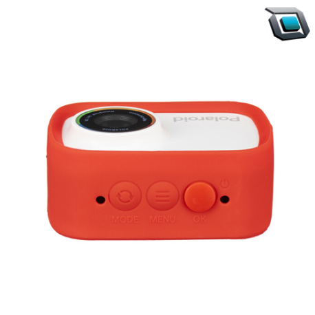 Cámara de acción Polaroid iD757 con lente fijo, diseño compacto y resistente, ideal para capturar video y fotos en movimiento con facilidad.