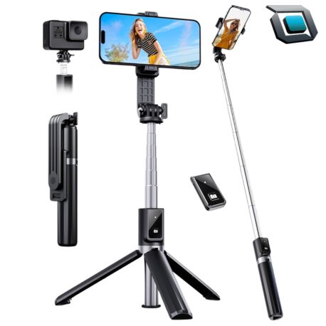 Trípode ANXRE, múltiple ángulo, control Remoto, para teléfonos celulares, GoPro, (Altura 106cm)
