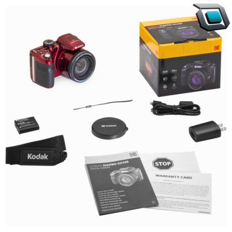 Cámara Kodak PIXPRO AZ425 roja con función de grabación en HD