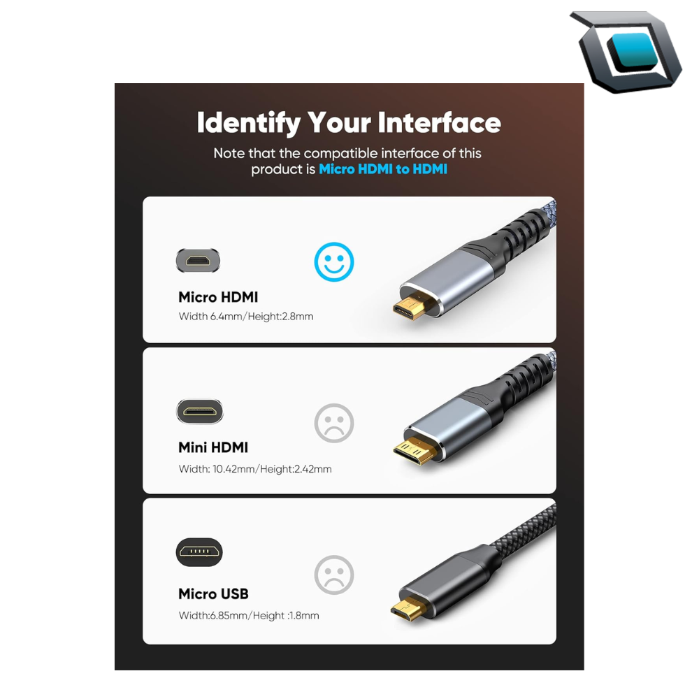 Cable Highwings micro HDMI a HDMI de 3 m, compatible con resolución 4K a 60 Hz, ideal para conectar cámaras, drones o tablets a monitores y TVs.