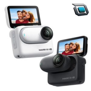 Cámara de acción Insta360 GO 3S disponible en color blanco y negro con 128GB de memoria interna.