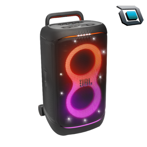 Bocina portátil JBL PartyBox 520 con luces LED y sonido potente para fiestas.