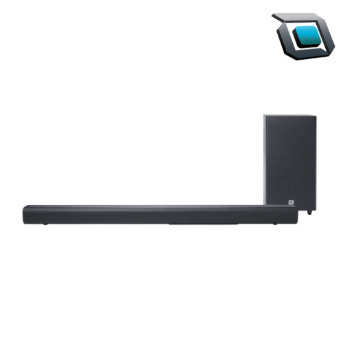 Barra de sonido JBL SB580 negra con diseño elegante y sonido envolvente.