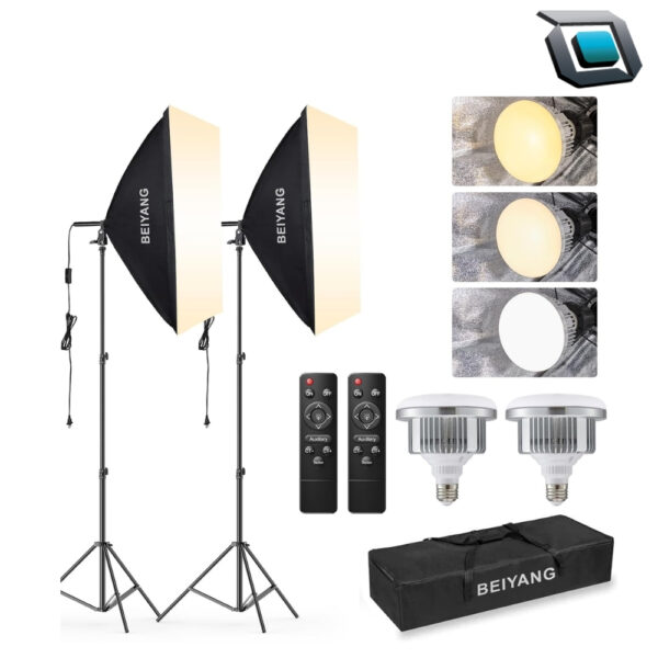 Softbox BEIYANG con luz continua LED de 85W para estudio de fotografía y video
