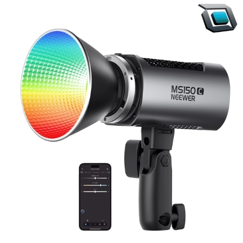 Luz LED RGB Neewer MS150C, Compacta de 150W, Con adaptador de montura Bowens