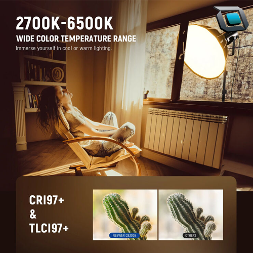 Luz Led Neewer CB300B de 320W con control remoto y montaje Bowens - Imagen 3