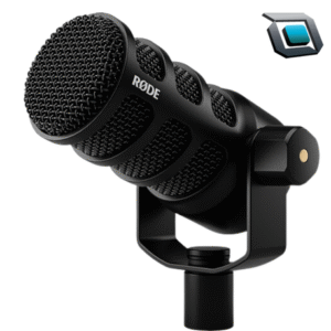 Micrófono dinámico RØDE PodMic para podcast y streaming con conexión XLR y diseño profesional.