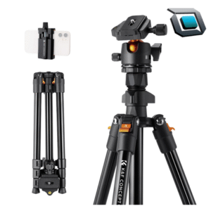 Trípode K&F Concept K234A0 con cabezal de bola BH-28L, altura 160 cm y carga máxima de 8 kg.