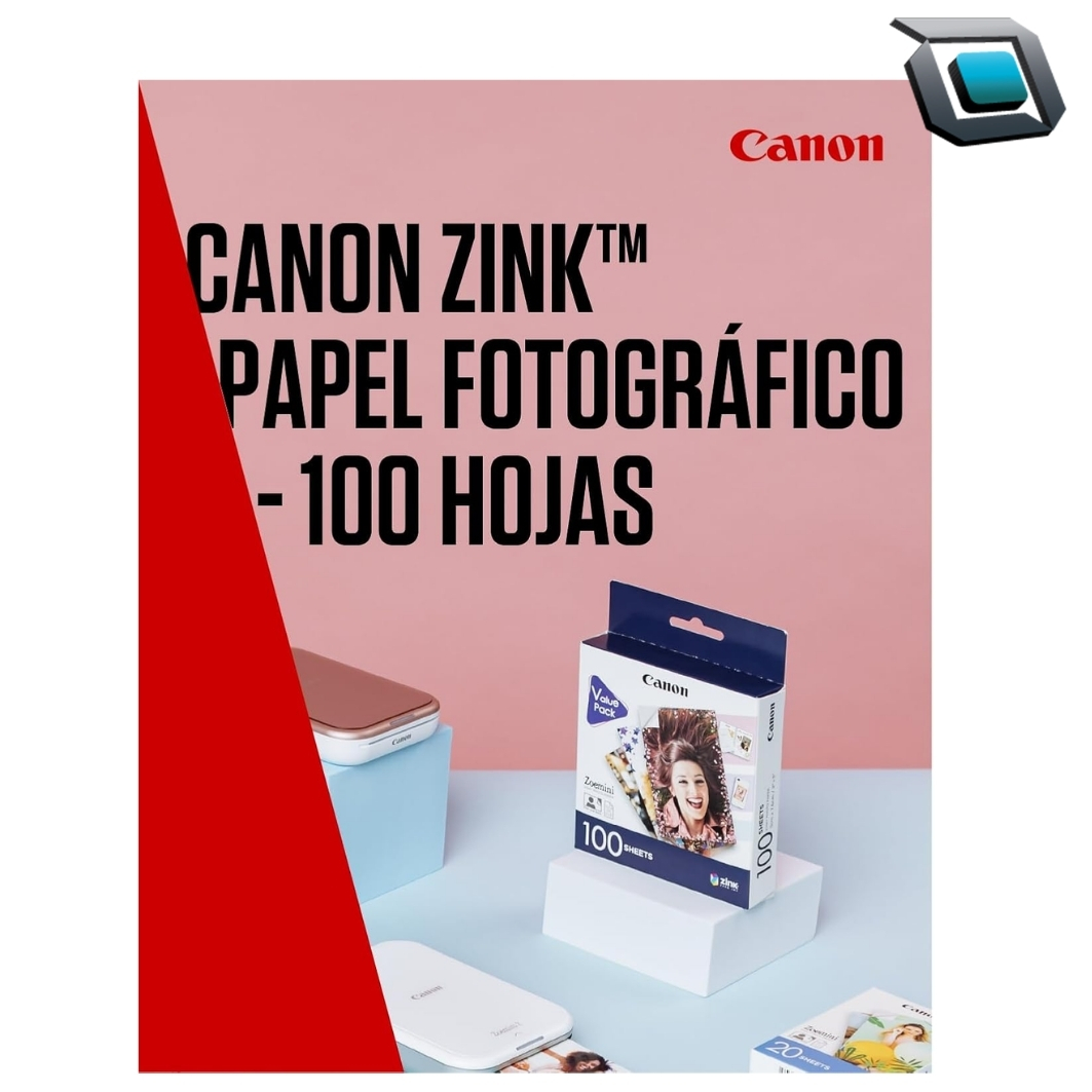 Papel Fotográfico Canon Zoemini ZINK 2x3 – Pack 100 Hojas Autoadhesivas Sin Tinta - Imagen 2