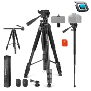 Trípode y monopié de video Neewer TP05 con cabezal panorámico y altura máxima de 198 cm.