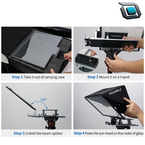 Teleprompter FeelWorld TP16 plegable con control remoto para Tablet hasta 16 pulgadas y cámaras - Imagen 5