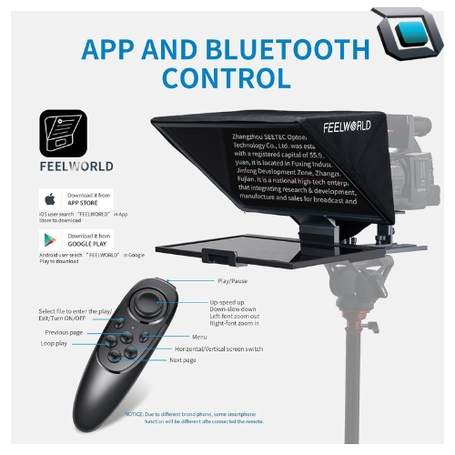 Teleprompter FeelWorld TP16 plegable con control remoto para Tablet hasta 16 pulgadas y cámaras - Imagen 3