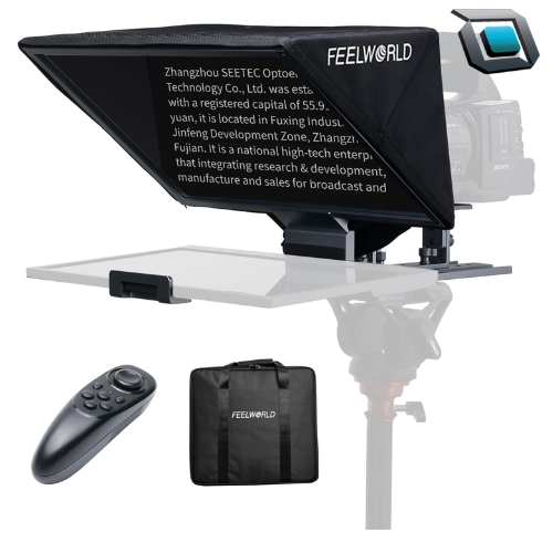 Teleprompter FeelWorld TP16 plegable con control remoto para Tablet hasta 16 pulgadas y cámaras