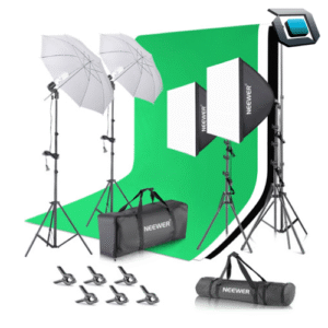 Kit de estudio fotográfico NEEWER NK100 con sistema de iluminación para fotografía y video profesional.