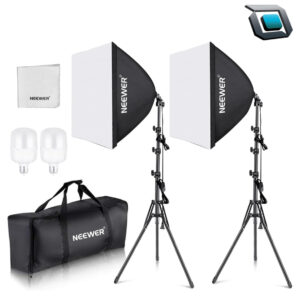 NEEWER, kit de iluminación de softbox equivalente a 700W, bombillas LED de 5700K, softbox 60x60 con enchufe E26, paño de limpieza, equipo de estudio fotográfico, kit de iluminación continua para grabación de vídeo fotográfico, NK200